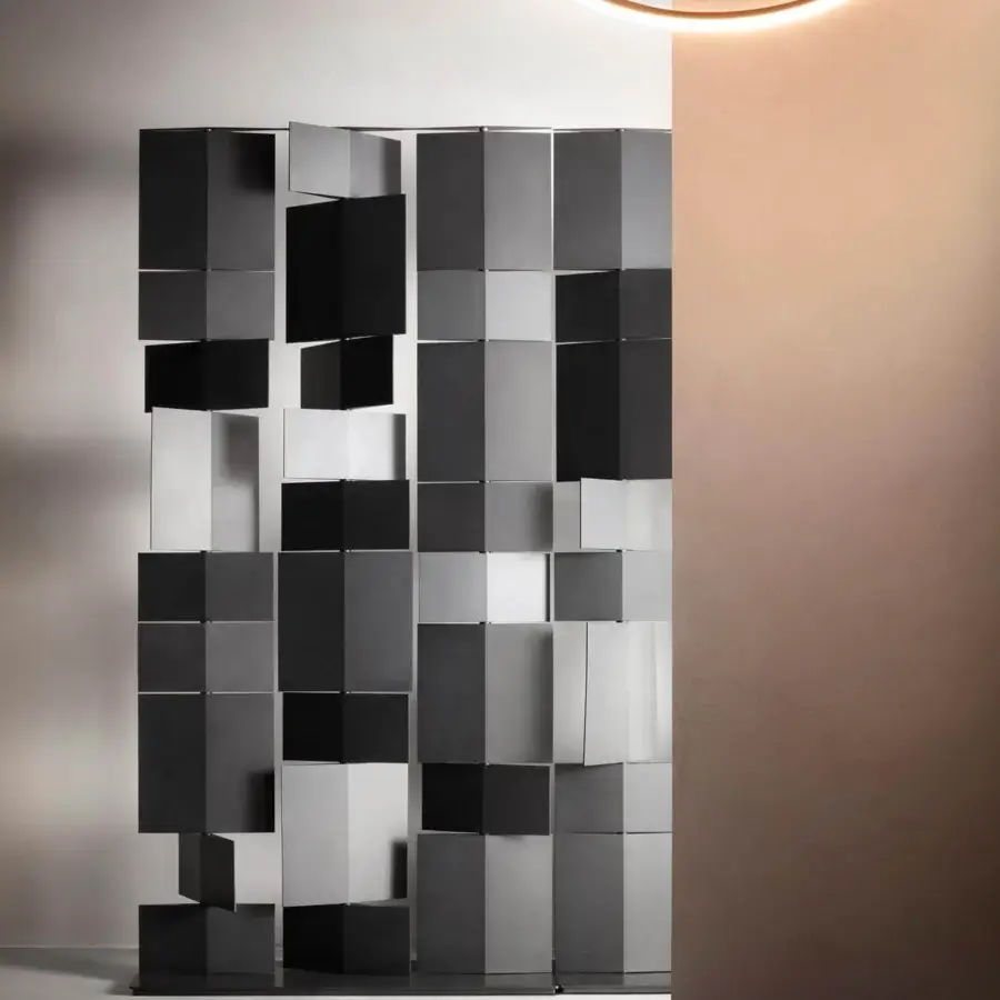 Elegant MDF Italia Divide It room divider crafted in matte black integral polyurethane with a powder-coated aluminum structure