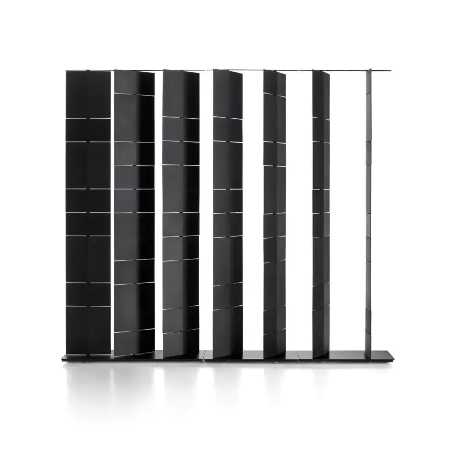 Distinguished MDF Italia Divide It room divider with rotating polyurethane panels and aluminum structure in matte black finish