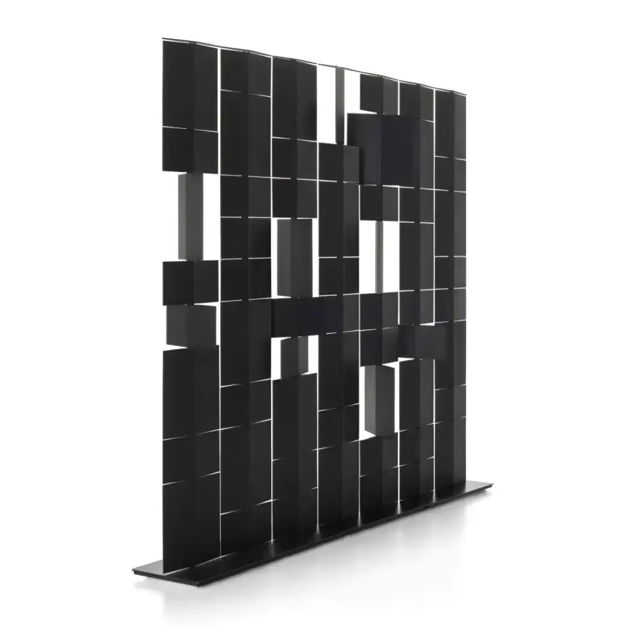 Distinguished MDF Italia Divide It room divider with rotating integral polyurethane panels in matte black aluminum construction