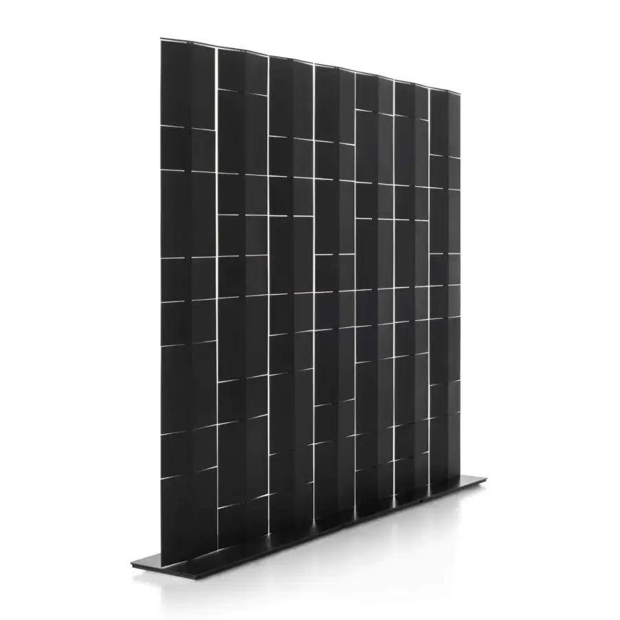 Innovative MDF Italia Divide It room divider with aluminum sheet and integral polyurethane panels in a matt black finish