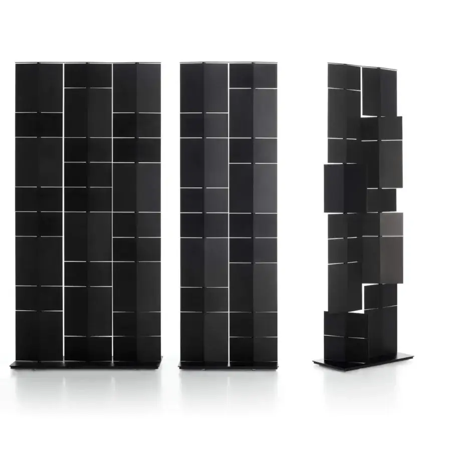 Distinguished MDF Italia Divide It room divider with aluminum structure and painted polyurethane panels in matt black finish