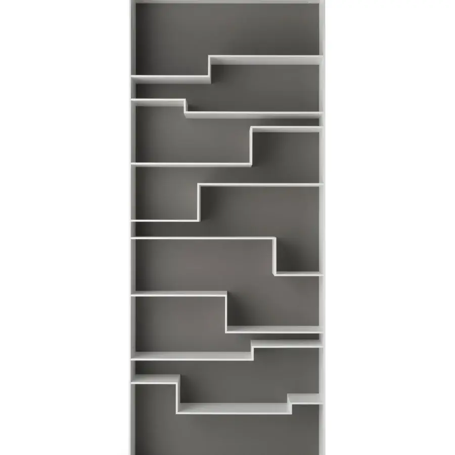 Distinguished MDF Italia Melody bookcase crafted in MD wood fiberboards with sleek matt white lacquer and subtle gray accents