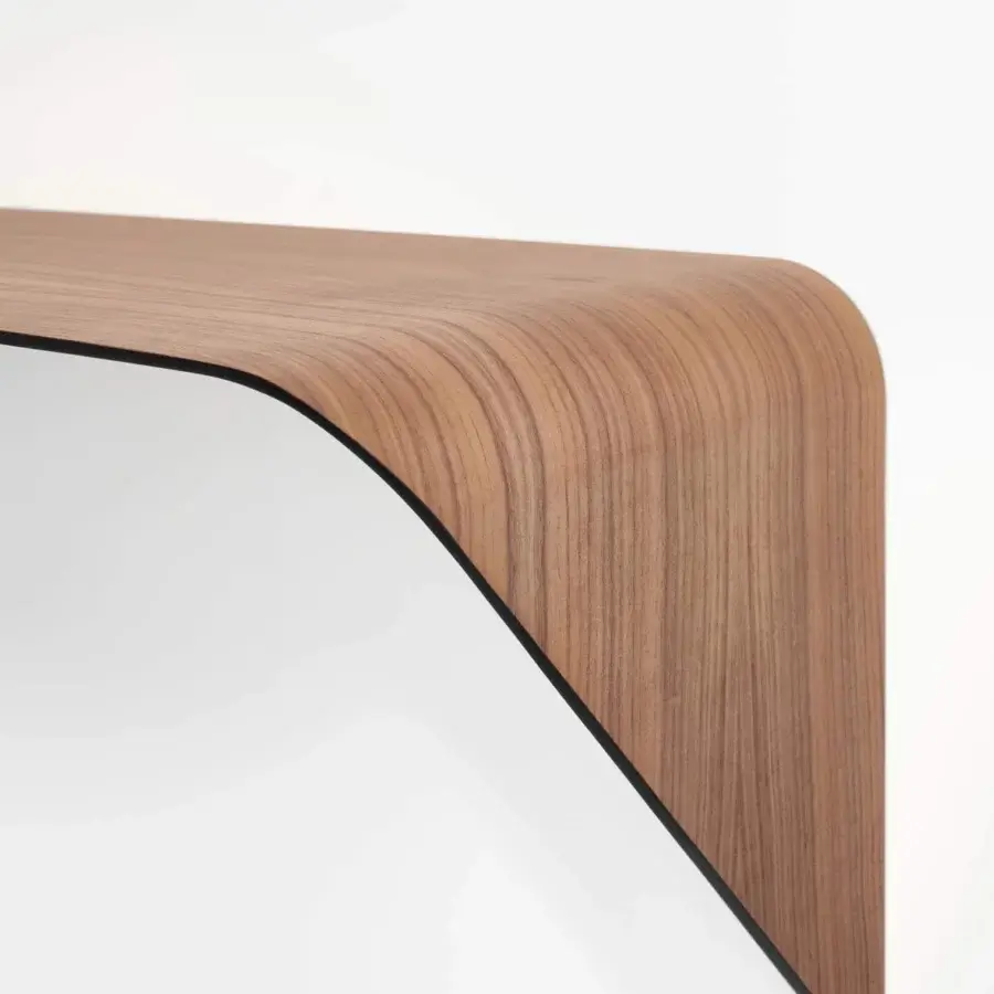 Distinguished MDF Italia Mamba Light desk crafted from medium density fibreboard in canaletto walnut with a curved silhouette