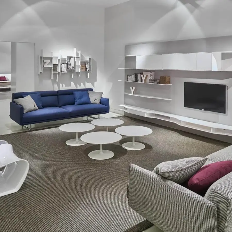 Exceptional MDF Italia Flow coffee table with matt white Cristalplant® top and sleek white finish