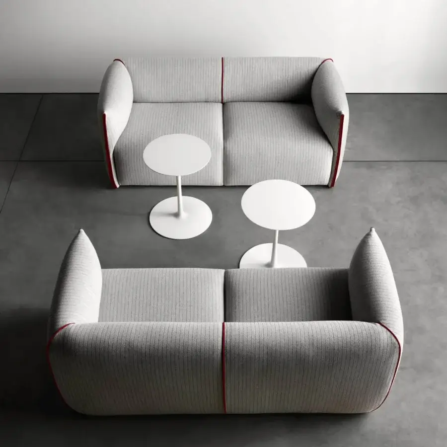 Exclusive MDF Italia Flow coffee table with circular matt white Cristalplant® top and painted aluminum central leg