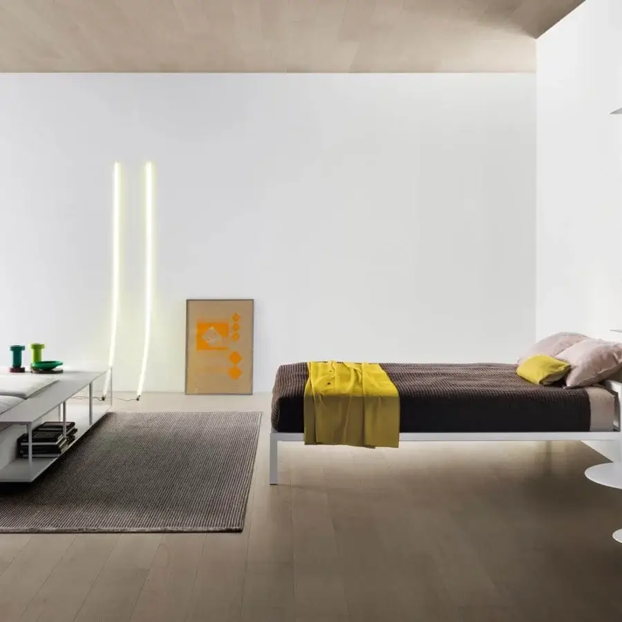 Distinguished MDF Italia Flow nightstand crafted in matte white Cristalplant® with thin matte black metal shelves