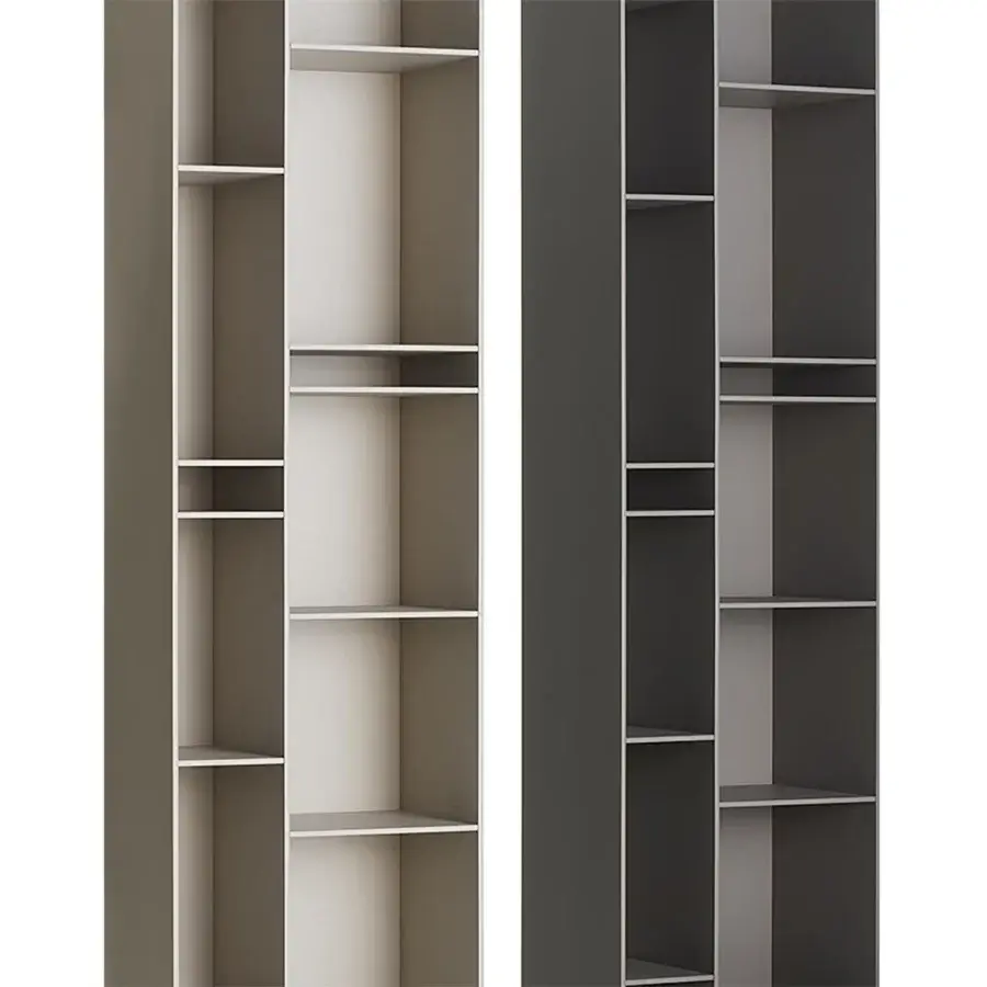 Distinctive MDF Italia Random bookcase built in medium density wood fibre with matte dark grey finish and lighter shelves