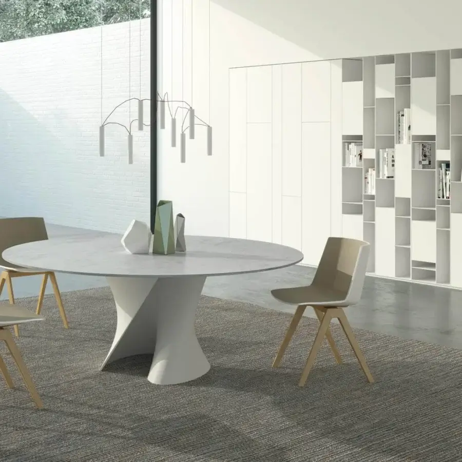 Elegant MDF Italia Random Wall Unit crafted in white medium-density wood fibre boards with micro-goffered matt lacquer finish