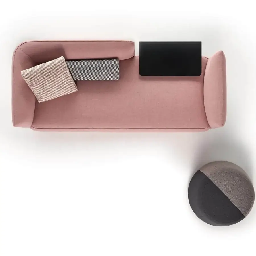 Elegant MDF Italia Cosy side table crafted in curved aluminum with a two-tone matte painted epoxy powder finish