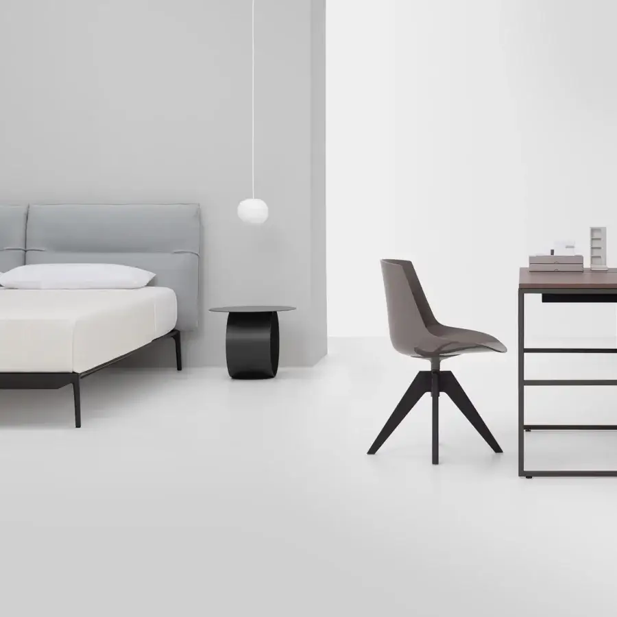 Distinguished MDF Italia 20.Venti Home desk with anthracite oak veneered top and matte black epoxy powder steel frame