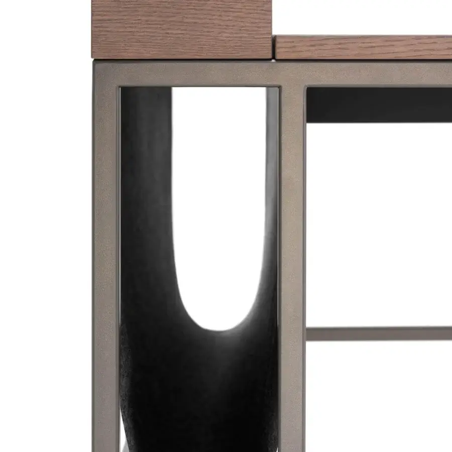 Superior MDF Italia 20.Venti Home desk with dark gray epoxy powder steel frame and brushed oak veneered top in dark brown or walnut hues