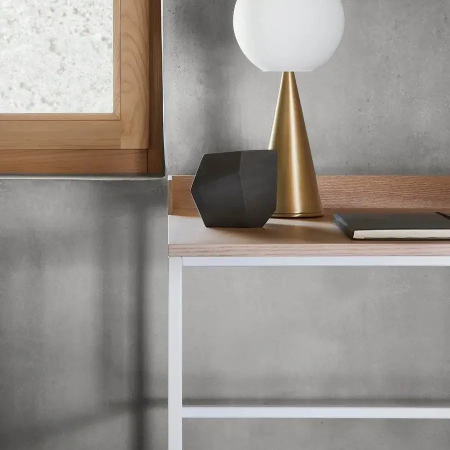 Distinguished MDF Italia 20.Venti Home desk with bleached oak veneered medium density fibre panel and matte white epoxy powder steel frame