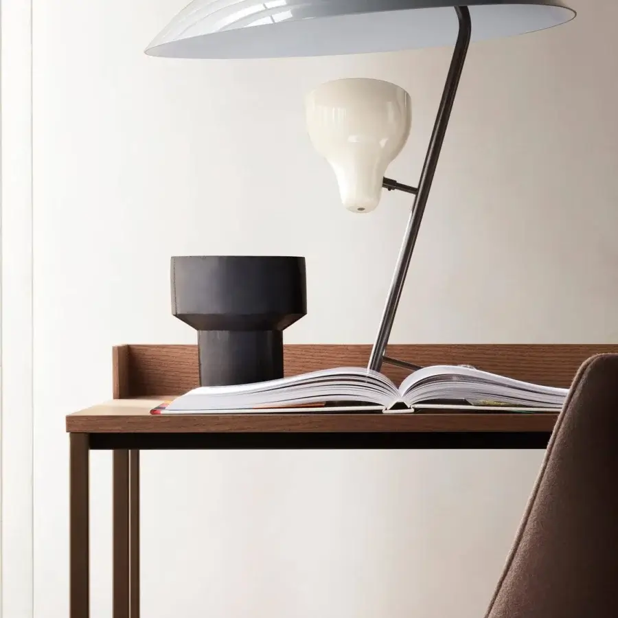 Exceptional MDF Italia 20.Venti Home desk crafted with bronze epoxy powder steel and light oak veneered medium density fibre panel