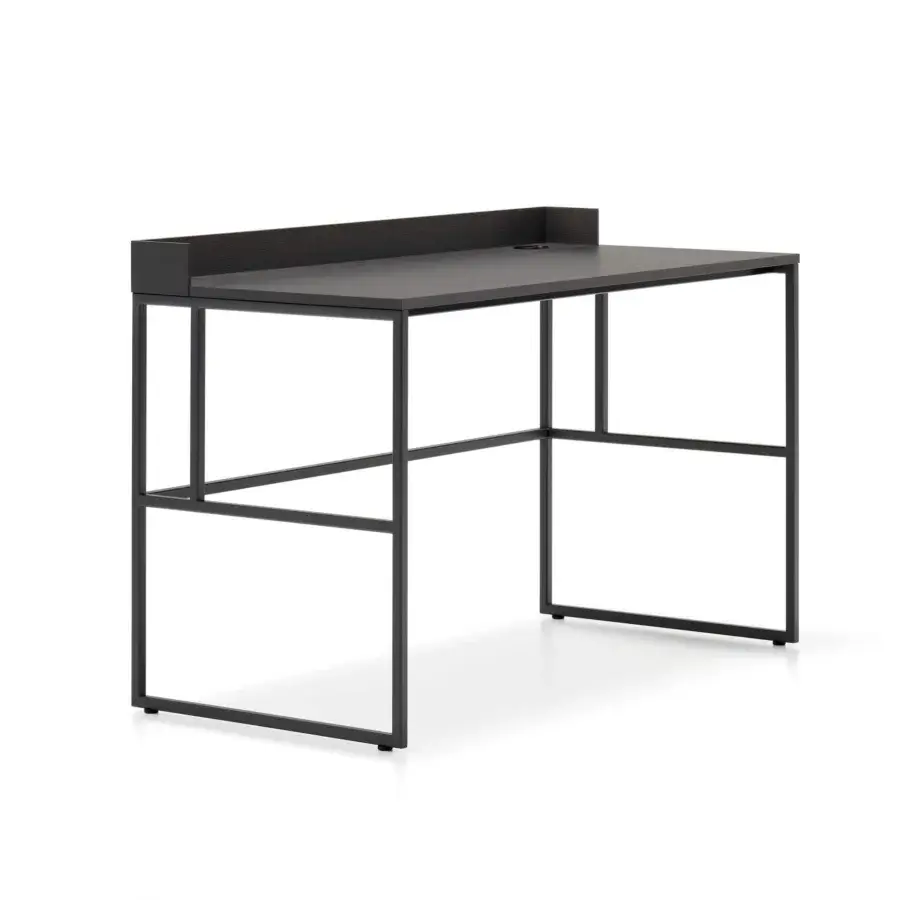 Superior MDF Italia 20.Venti Home desk with anthracite oak veneered top and brushed open pore finish crafted in black nickel steel