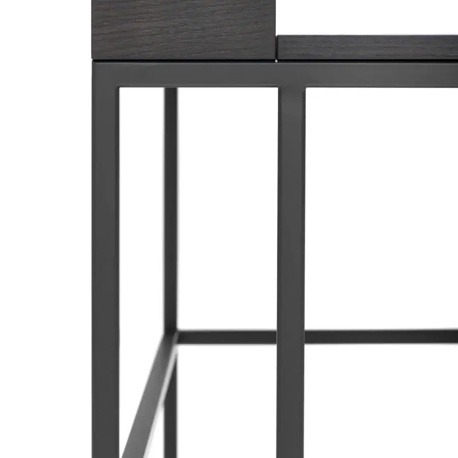 Distinguished MDF Italia 20.Venti Home desk with anthracite oak veneered top and sleek dark metal frame crafted with a brushed open pore finish