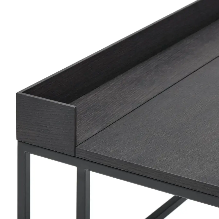 Elegant MDF Italia 20.Venti Home desk with anthracite oak veneered top and matt black nickel steel frame crafted with a brushed finish