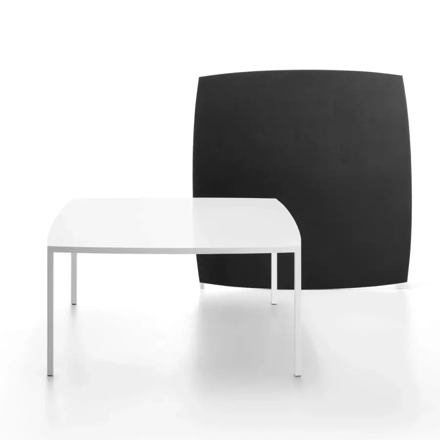 Distinguished MDF Italia Tense Curve table crafted in matte white resin with a modified rectangular shape and steel legs