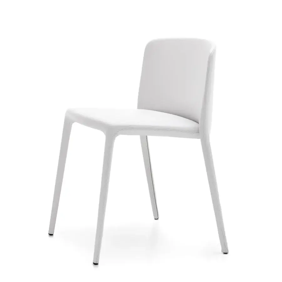 Exceptional MDF Italia Achille chair built with removable white fabric or leather and a metal tubing frame