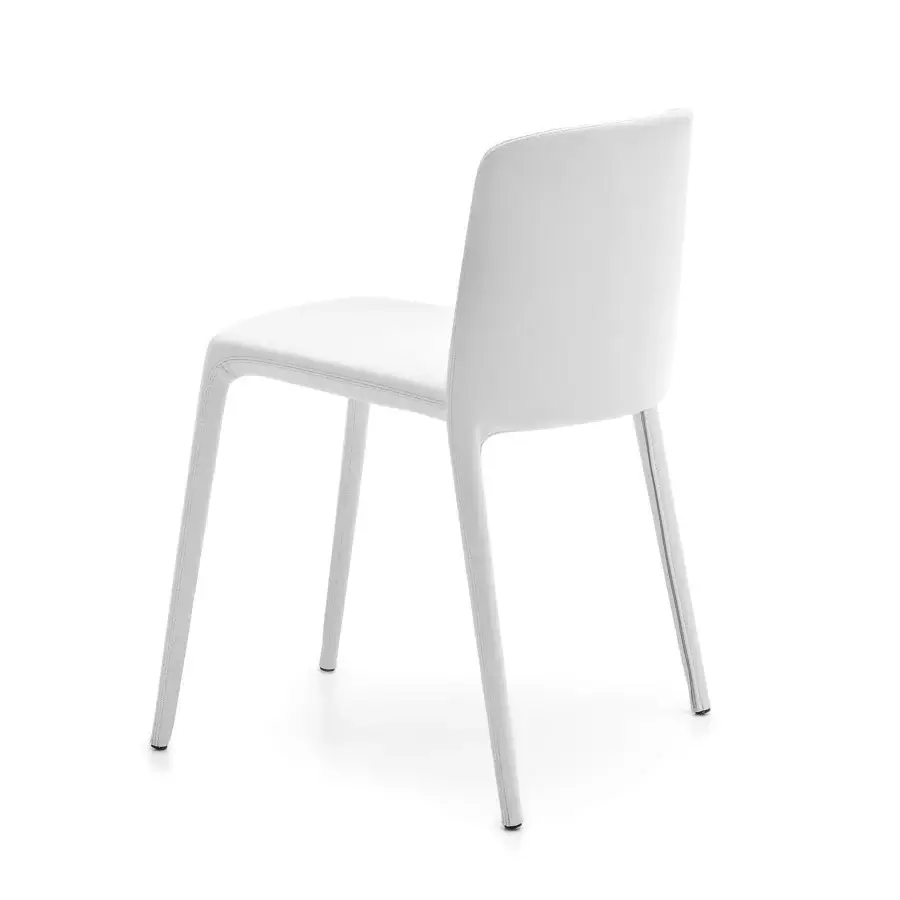 Distinguished MDF Italia Achille chair crafted in uniformly white synthetic material with a minimalist geometric silhouette
