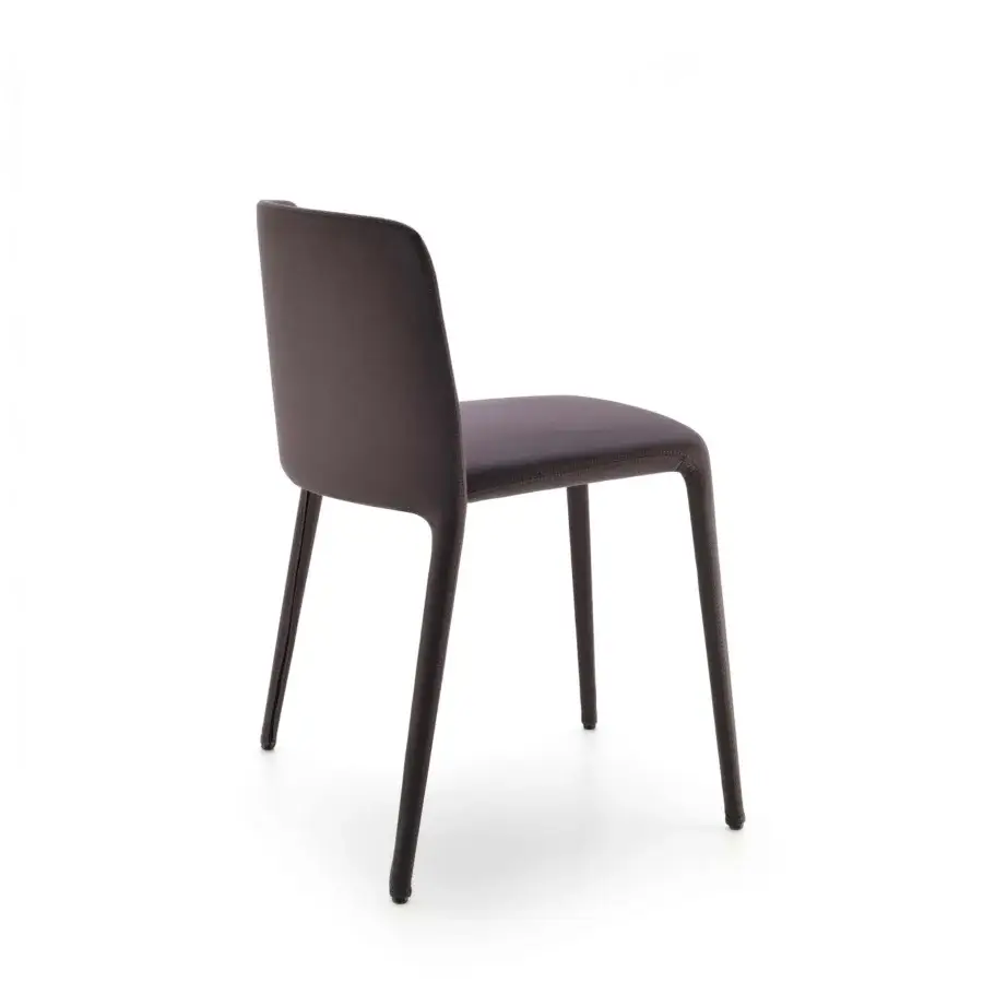 Exceptional MDF Italia Achille chair built with dark brown textile upholstery and metal tubing frame