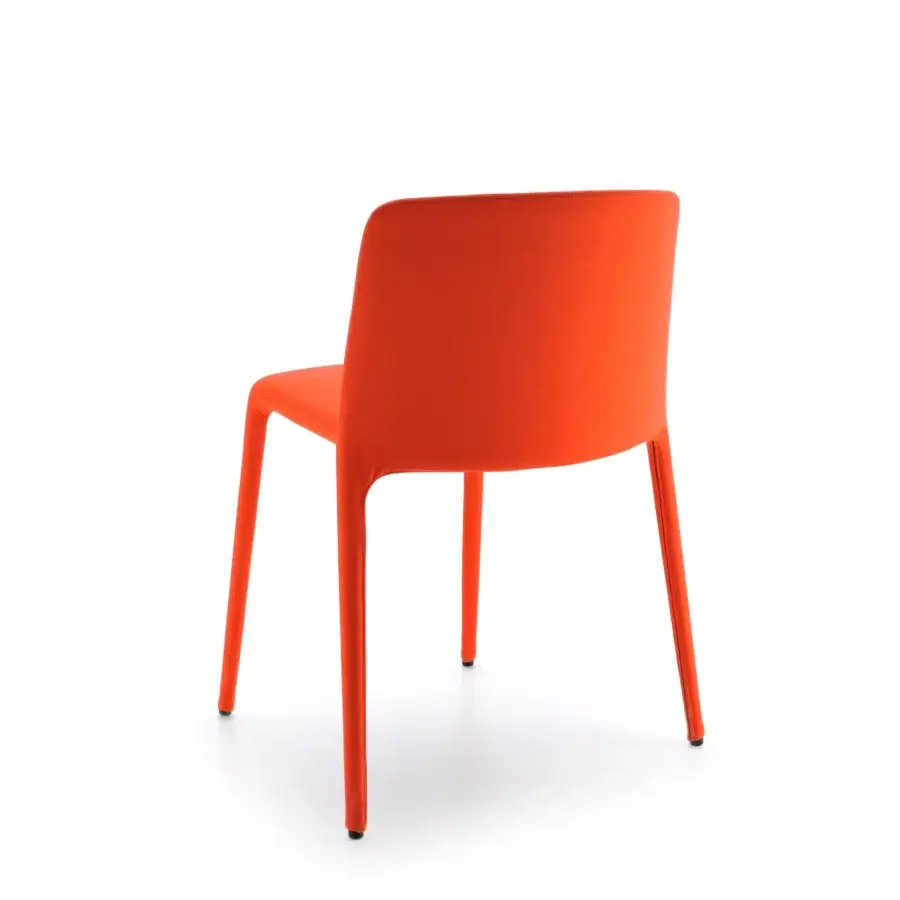 Distinguished MDF Italia Achille chair crafted with vibrant orange upholstery and smooth matte metal tubing