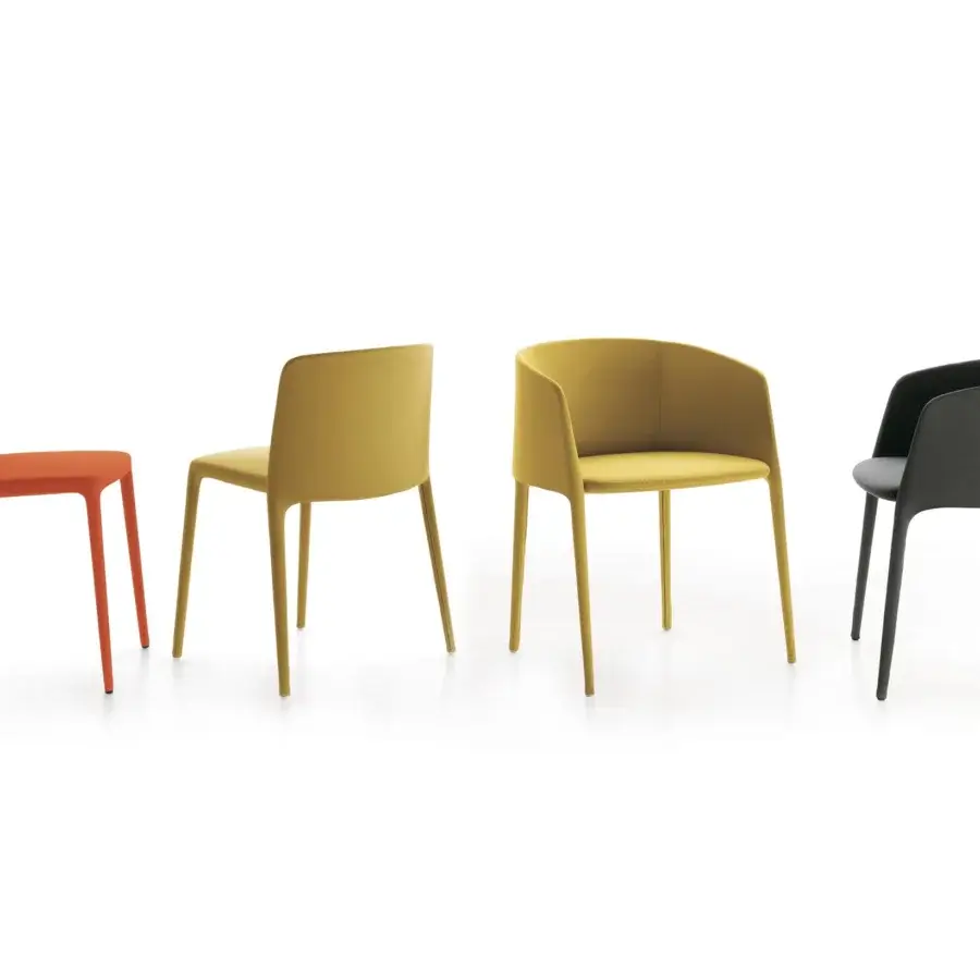 Exceptional MDF Italia Achille chair with vibrant orange removable fabric upholstery and metal tubing frame