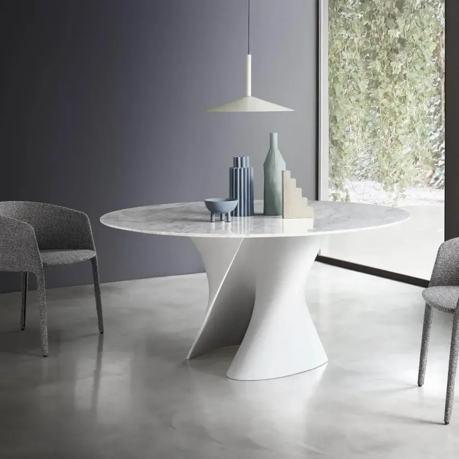 Sophisticated MDF Italia Achille armchair with curved back and integrated armrests in textured medium-toned gray fabric and slender gray metal legs