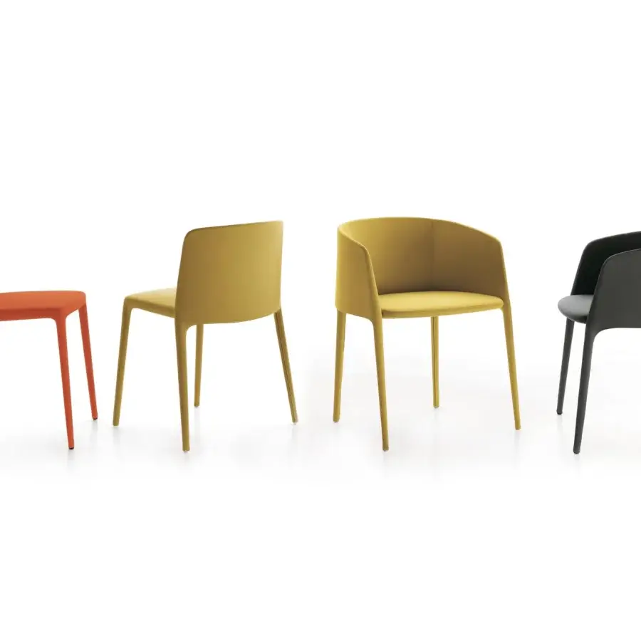 Sophisticated MDF Italia Achille armchair with dark gray textile upholstery and refined metal tubing frame