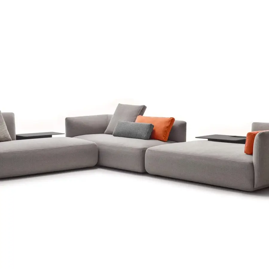 Distinguished MDF Italia Cosy sectional with woven matte medium gray fabric upholstery and solid wood frame