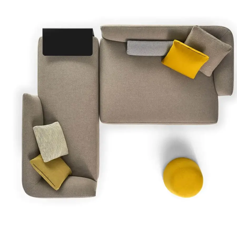 Distinguished MDF Italia Cosy sectional with soft matte taupe fabric upholstery and completely removable textile cover