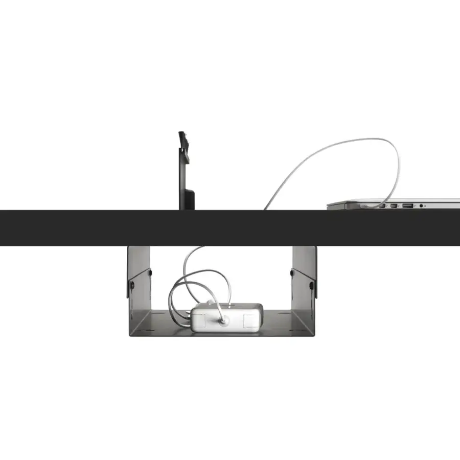 Superior MDF Italia Tense conference table with lightweight tabletop in sleek matte black lacquer and metal cable management