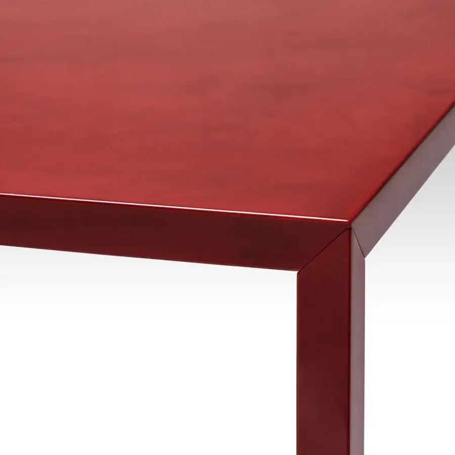 Elegant MDF Italia Tense Material coffee table with rectangular form and glossy deep red wood construction