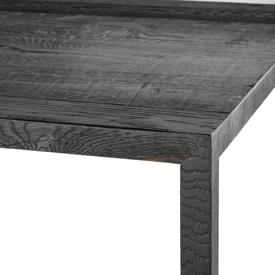 Elegant MDF Italia Tense Material coffee table in dark charcoal gray with textured matte wood construction