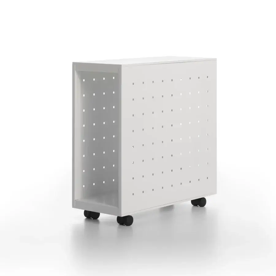 Elegant MDF Italia 20.Venti workstation with a matte white steel frame and medium density fiberboard top crafted in matte white Fenix NTM laminate