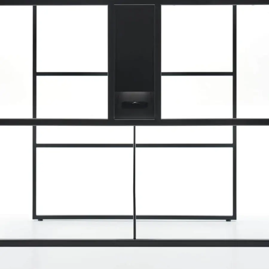 Exceptional MDF Italia 20.Venti high desk with black Fenix NTM laminate top and sleek epoxy powder-coated steel frame built with cable management