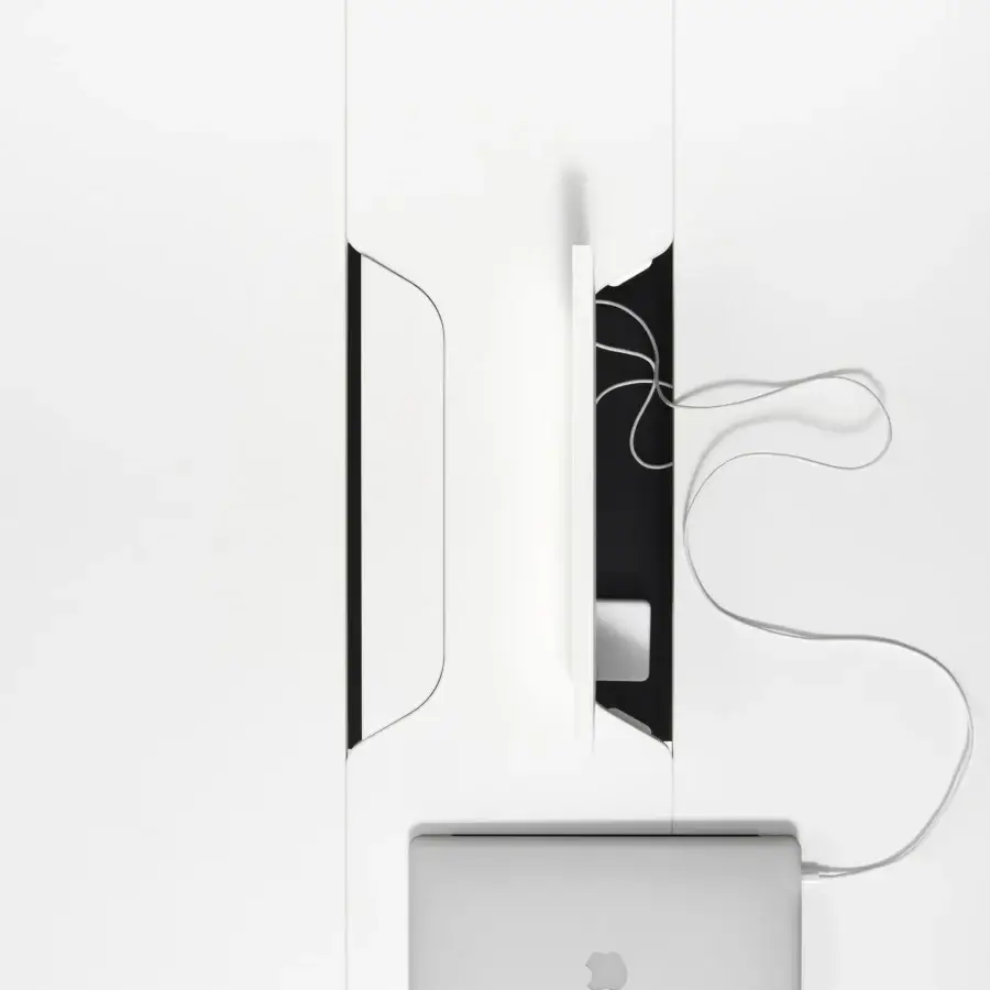 Distinctive MDF Italia 20.Venti desk crafted with refined melamine in matt white and a steel frame with epoxy powder finish