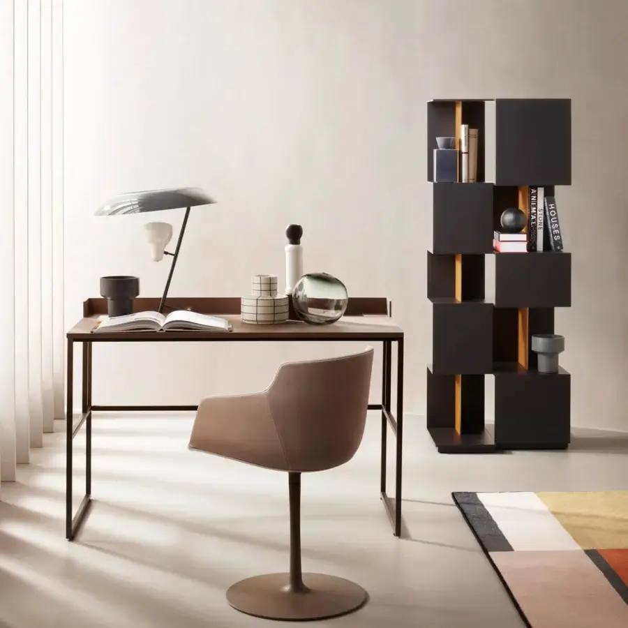 Lavish MDF Italia Flow chair with comfortable Nuvola leather upholstery, micro-perforation and sleek matte painted aluminum swivel base