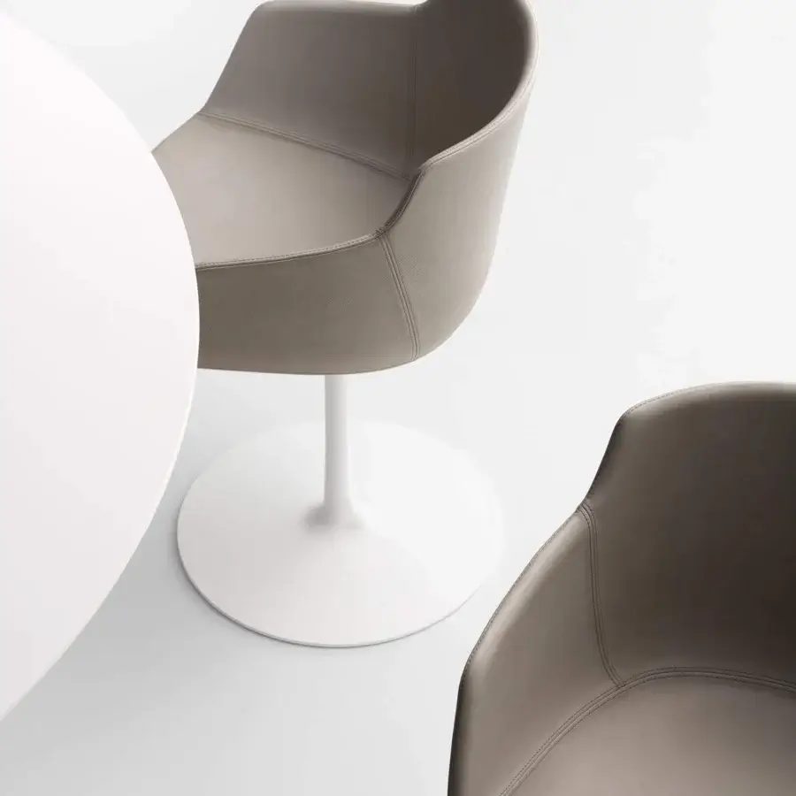 Exceptional MDF Italia Flow chair with comfortable Nuvola leather upholstery, micro-perforated detailing and white powder-coated aluminum base