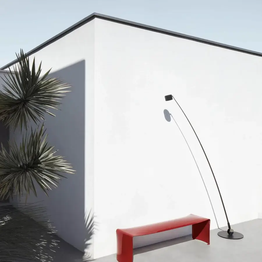 Distinctive MDF Italia Le Banc bench crafted with a single sheet of gloss lacquered red metal exhibiting a curved form