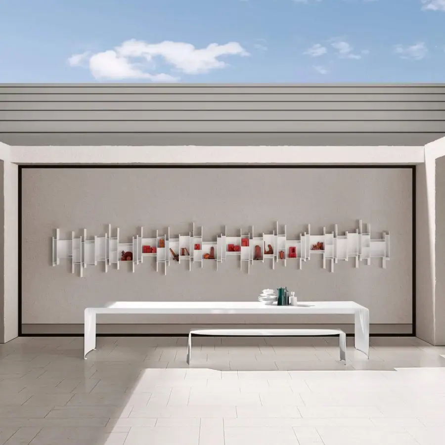 Exceptional MDF Italia Le Banc bench crafted from a single curved sheet of white painted aluminum with a sleek matte finish