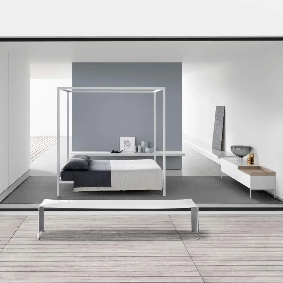 Superior MDF Italia Le Banc bench crafted from a single white bent aluminum sheet with glossy finish