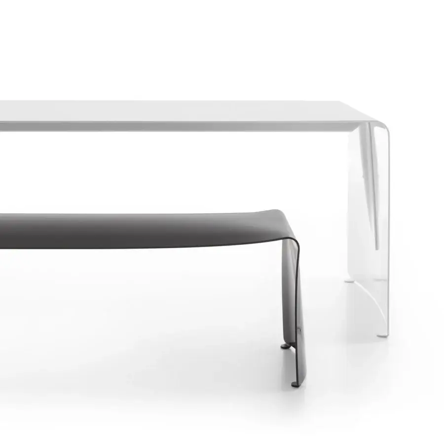 Distinguished MDF Italia Le Banc bench with a sleek curved form built from gloss lacquered black sheet embodying minimalist sophistication