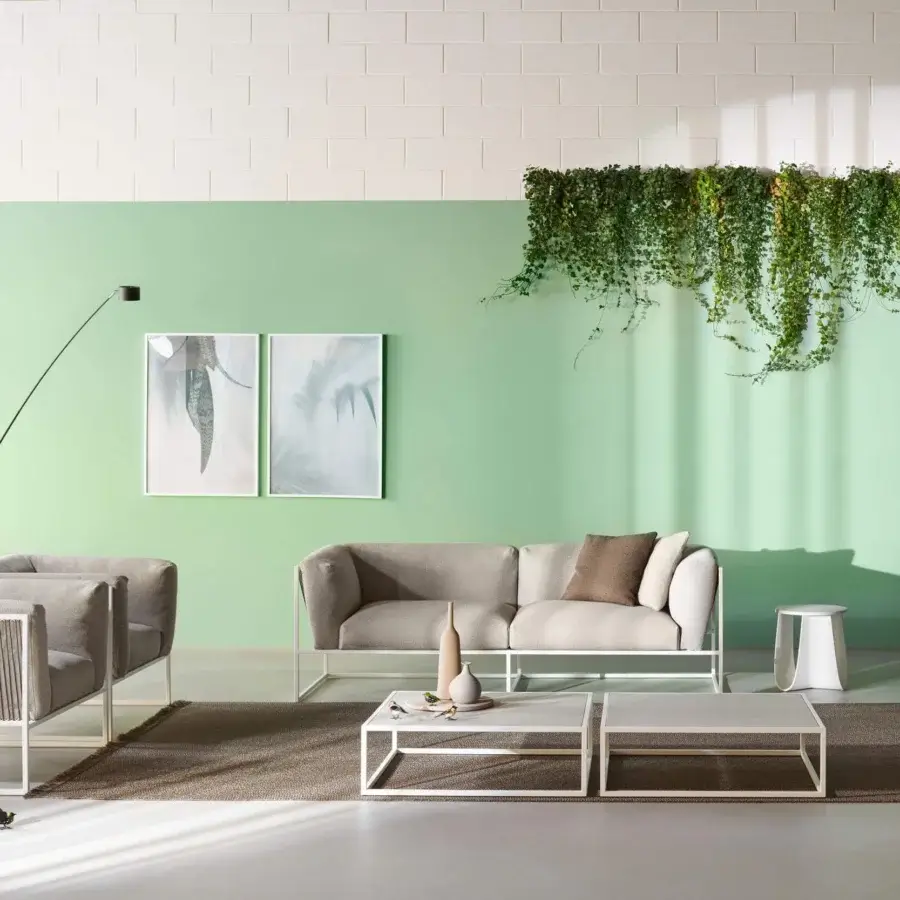 Distinguished MDF Italia Arpa lounge chair with stainless steel frame, light gray polyester cushions and matte white epoxy powder coating