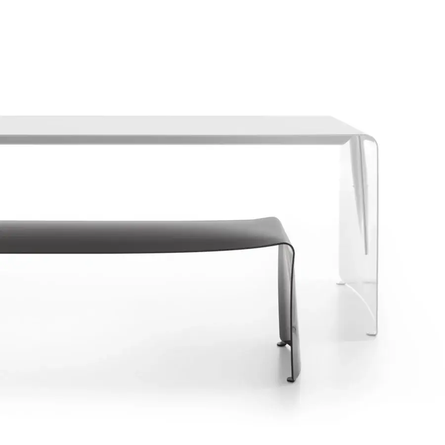 Remarkable MDF Italia La Grande table crafted with a curved natural aluminum sheet in matt painted white finish