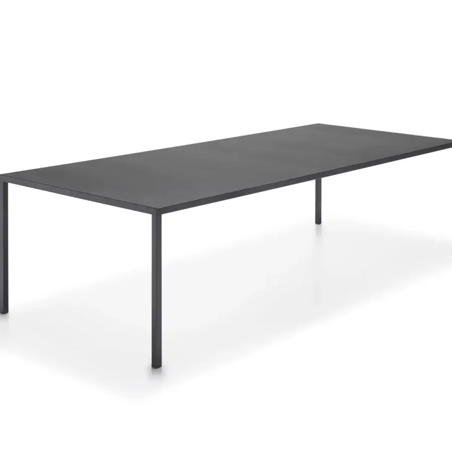 Elegant MDF Italia Tense Outdoor table with aluminum sheet and dark gray goffered painted finish