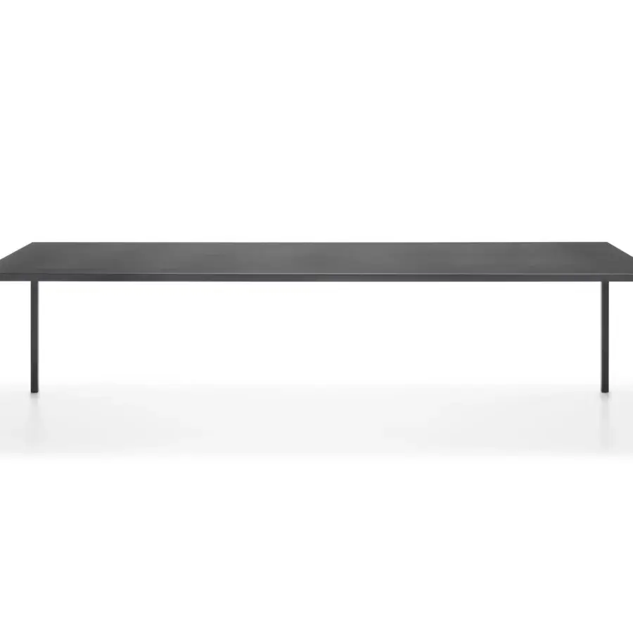 Distinguished MDF Italia Tense Outdoor table with goffered finish in dark gray mono-material aluminum construction