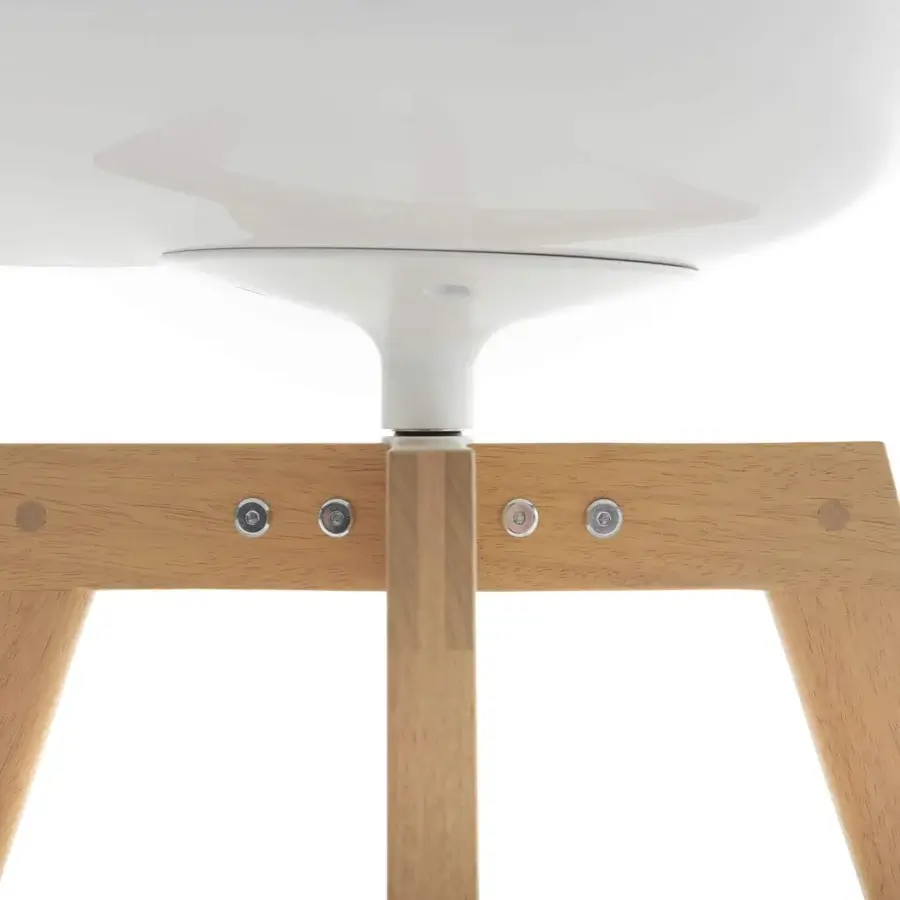 Exceptional MDF Italia Flow Iroko chair with a white polycarbonate shell and light-toned Iroko wood base crafted with a specialized varnish