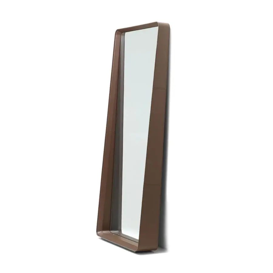 Distinguished Giorgetti Frame mirror with saddle leather and refined warm brown tones enriching contemporary interiors