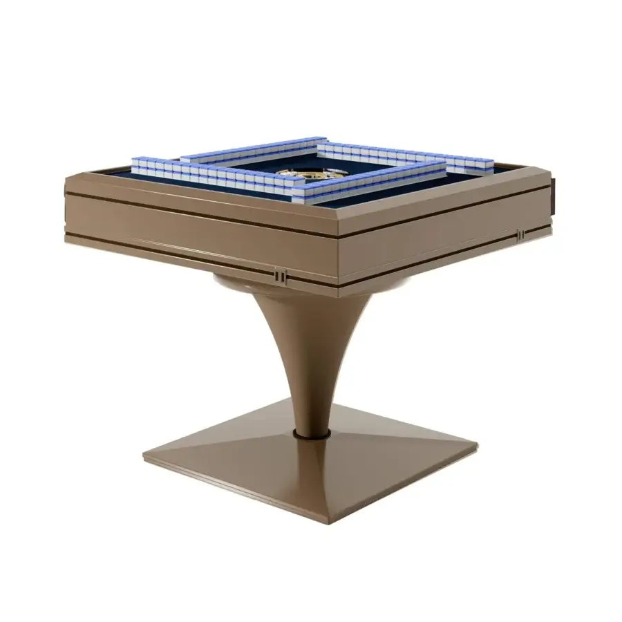 Exceptional Vismara Posh mahjong table built with muted brown synthetic material and lacquered metal cone legs