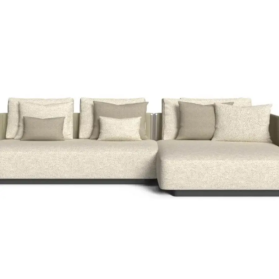 Captivating Talenti George sectional with lightly padded synthetic ropes, selected fabrics and visible stainless steel uprights